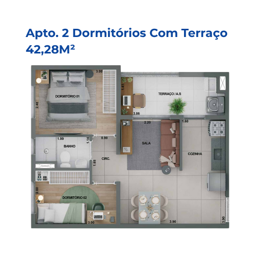 Planta 42,28M²